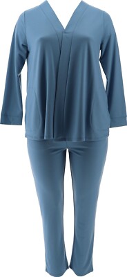 Eaze Wear Antthony 2-Pc Cardigan Pant Lounge Set DENIM L NEW (183