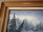 Original Oil Painting canvas Foggy Coast ocean Seascape 29.5X17.5 framed signed — photo 8