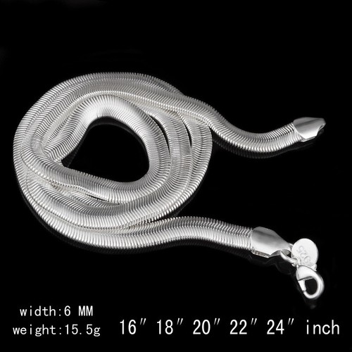925 Sterling Argento Massiccio Catenina a Serpente Uomo Donna Collana 40.6-61cm - Foto 9 di 26