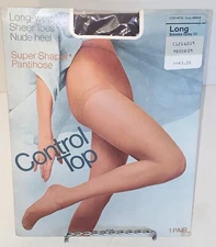 Vintage JCPenney Control Top Super Shaper Pantihose Size Long Smoke Grey