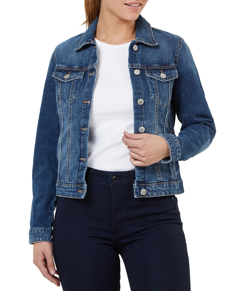 Numero Classic-Fit Denim Jacket Coat Dark Wash Blue Size XS