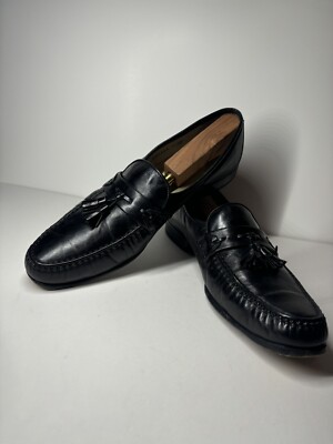 Vintage Italian Loafers Men's 11.5 A (Narrow) Black Tassel Loafers