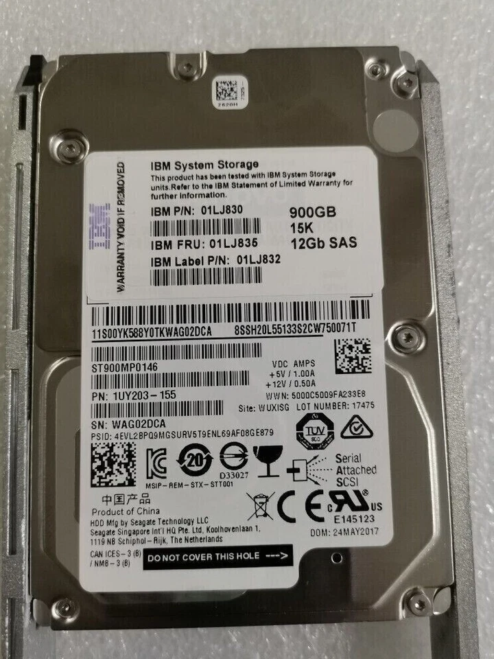 IBM 01LJ835 01LJ830 01LJ832 900G SAS 15K 12Gb/s 2.5" V5000 Gen2 HDD HARD DRIVE - Image 2 of 4