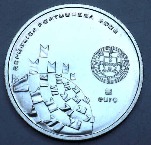 PORTUGAL: 8 Euro 2003: XII. FUSSBALL-EM 2004, 500 SILBER, St/bfr, Be9/32 - Bild 2 von 4
