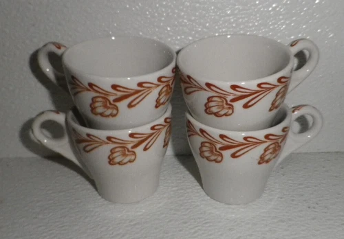 FOUR Mayer Demitasse Mugs Cups ELLSWORTH Espresso Restaurant Diner Ware Vtg Lot