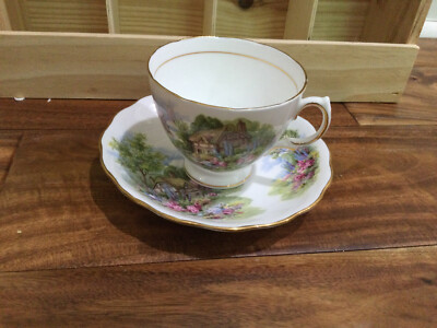 Royal Vale - Cottage in the Forest - Bone China England - Tea Cup and Saucer