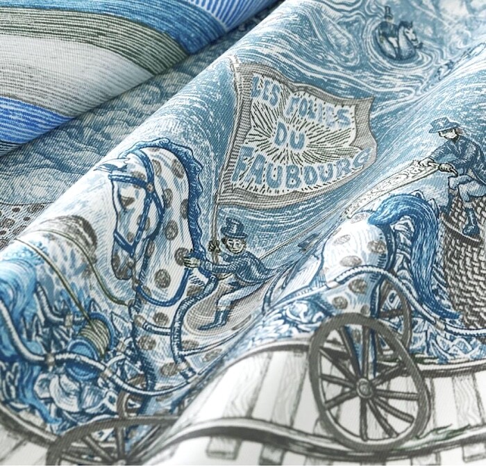 Hermes Scarf Stole Les Folies du Faubourg Blue Electric Silk