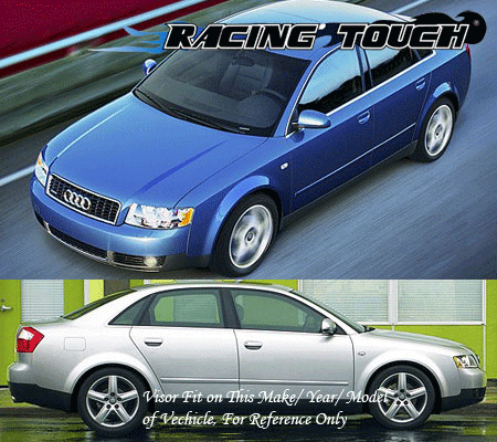 4-Piece Visor Rain Guards For Audi A4 2002-2005 Sedan – Dark Smoke Tint, Adhesive Mount