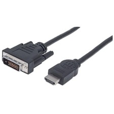 Manhattan HDMI to DVI-D 24+1 Cable, 1.8m, Male to Male, Black, Dual Link, Com...