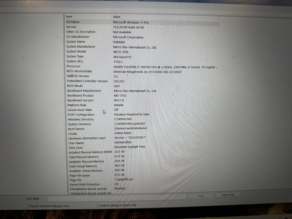 微星笔记本电脑 17.3 i7 第 10 代 银色 状况良好 — 第 3/3 张图片