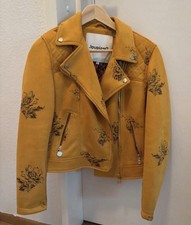 Desigual Merlin Mandala Blouson Court Motard Femme Jaune Taille L 40 Faux Cuir