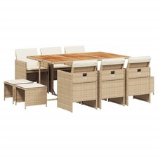 Patio Dining Set with Cushions Table and Chairs Outdoor Poly Rattan vidaXL