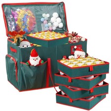 Christmas Ornament Storage Box,2-in-1 Christmas ornament organizer Christmas ...