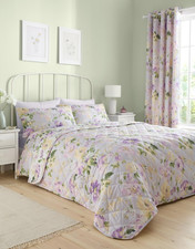 Dream & Drapes Florette Quilted Bedspread Floral Lilac 200 x 230 cm