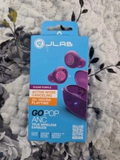 JLab Go Pop ANC True Wireless Bluetooth Earbuds Clear Violet - Brand New