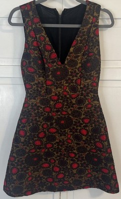 Alice + Olivia Holden Floral Jacquard Mini Dress V Neck Size 0