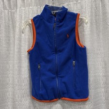 Polo Ralph Lauren Vest Boys Small 8 Blue Fleece Full Zip Pockets Pony Logo RL