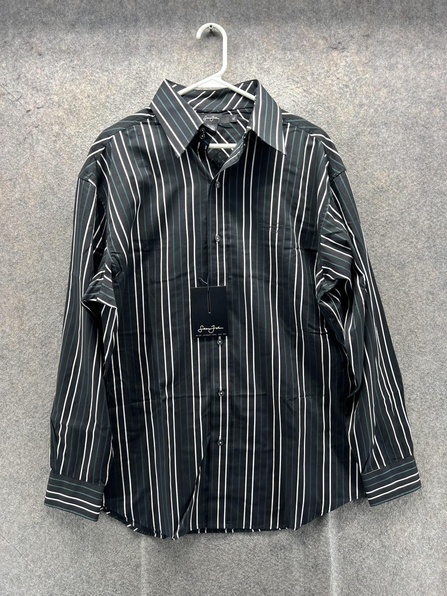 Vintage Sean John Dress Shirt Men XL Black Stripe Classic Cotton Streetwear NEW Vintage Sean John Dress Shirt Men XL Black Stripe Classic Cotton Streetwear NEW