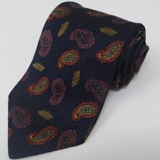 Baracuta Dark Navy Silk Brocade Jacquard Paisley & Bothe Tie USA Made