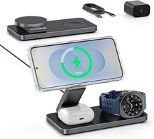3-In-1 Charging Station for Samsung, Magnetic Fast Wireless Charger Stand Compat