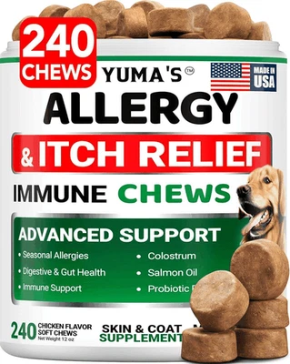 BRAND IN PROCESS Dog Allergy Relief Chews 240 Treats Dog Itching Skin Relief Treatment Pills