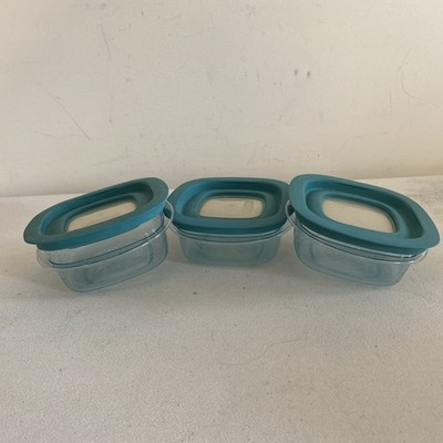 Rubbermaid Premier Storage Container 1.25c FG 7H74 Teal Lid Clear w/ Swirl Qty=3