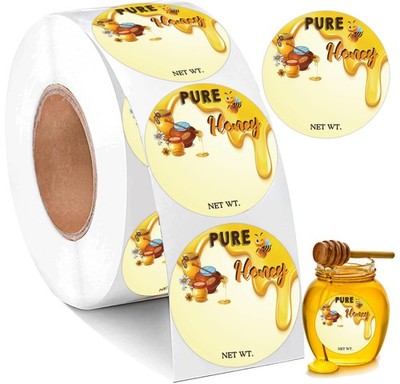 1.5 Inch Honey Bottle Label Homemade Honey Net Weight Labels for Small Business