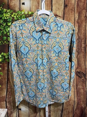Alan Flusser Paisley Long Sleeve Shirt Size Small E-5
