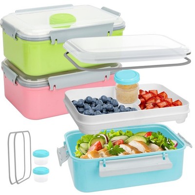 3 Pack Salad Lunch Box Food Storage Containers, 47oz Bento Box To Go Containe...