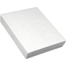 White Swirl Cotton Filled Jewelry Display Gift Box 6 1/8" x 5 1/8"