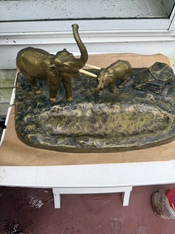 Antique Bronze Desk Set Inkwell Compliments Of Albert Herskovitz And Son 1920’s