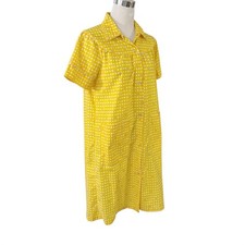 Sears Cotton Duster Housecoat Sz Small 8-10 Robe Yellow Polka Dot Vintage 1970s