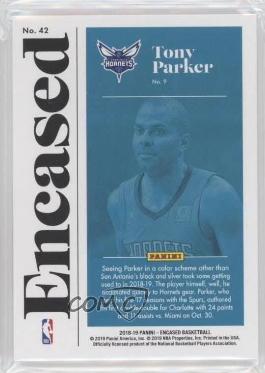 2018-19 Panini Encased /99 Tony Parker #42 HOF - Image 2 of 2