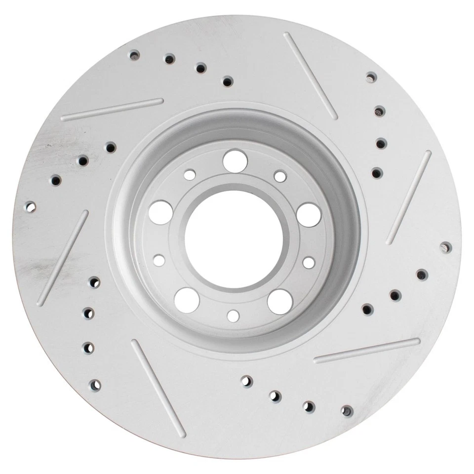 Par de rotor de freno de disco Performance perforado y ranurado delantero recubierto en G Foto 3 de 4