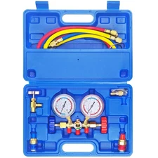 3 Way AC Manifold Gauge Set, HVAC Diagnostic Refrigerant Charging Tool for Au...