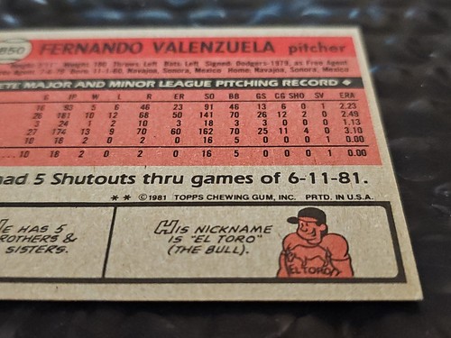 FERNANDO VALENZUELA OC 1981 Topps Traded Baseball Card #850 (RC) L.A. Dodgers - Foto 10 di 14