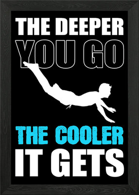 Deeper You Go Scuba Diver gerahmtes Wandbild Poster Leinwanddruck Bild