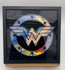 Open Road Wonder Woman Portrait Under Logo 13" Sq. Black Frame with Glass