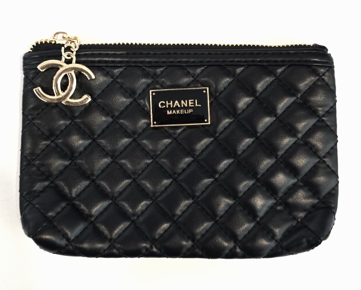 CHANEL Black Quilted Makeup Bag Beauty Line | eBay