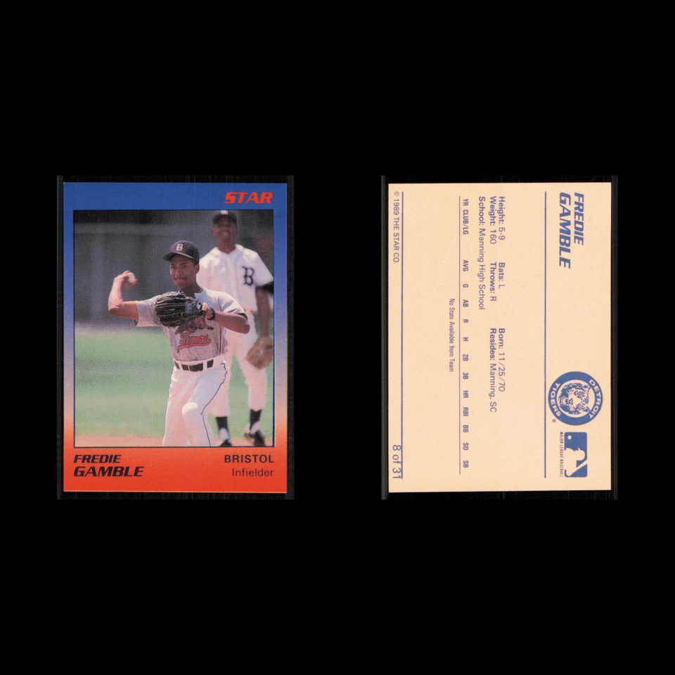 Fredie Gamble #8 1989 Star Minor League Bristol Tigers Baseball Card MLB NM - Image 3 of 3