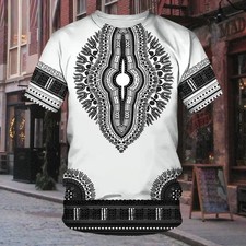 Mens Short Sleeve Shortline African Dashiki Dress Shirt Ethnic Totem Print Tops