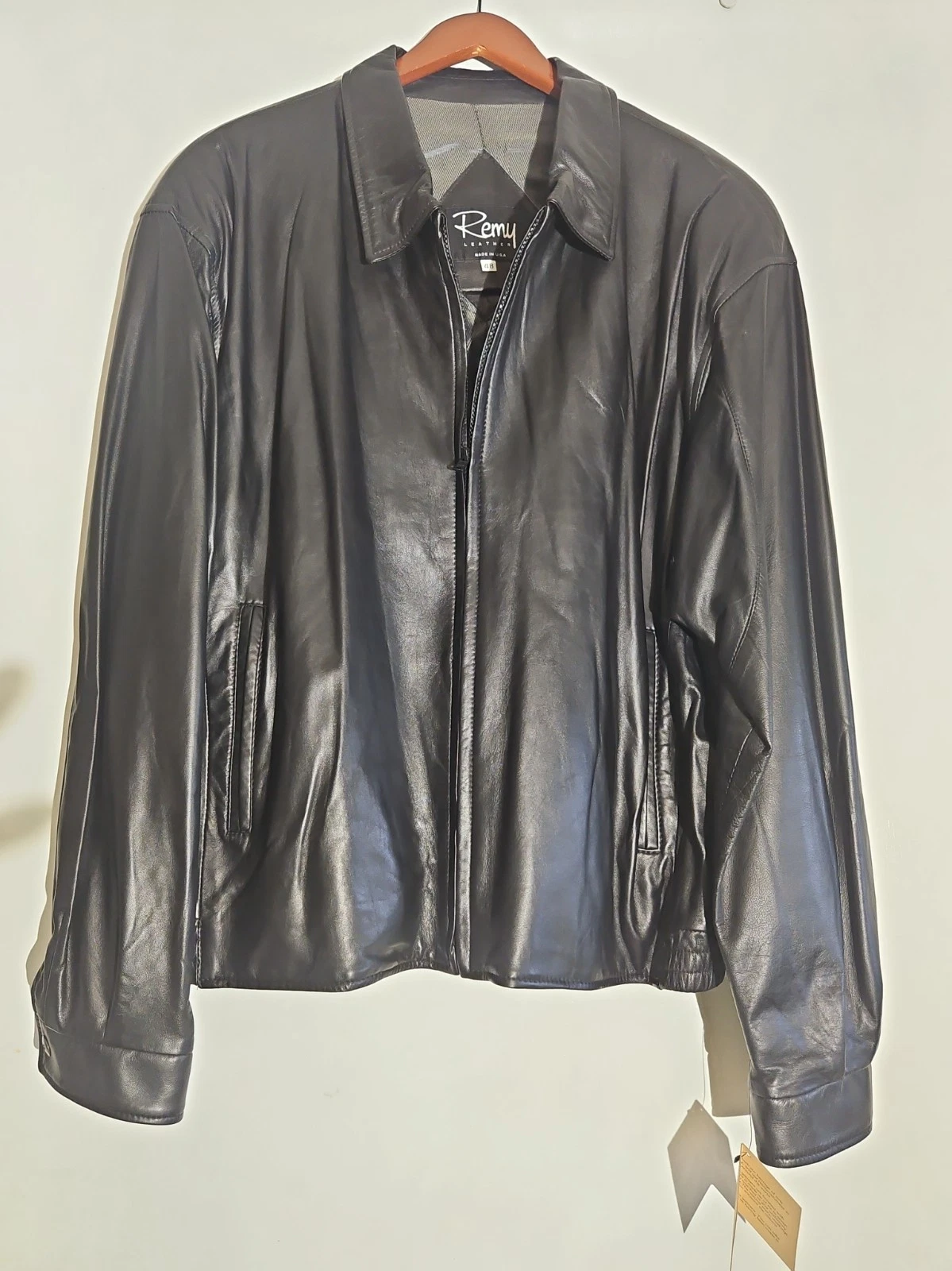 New With Tag Remy Lambskin Black Leather Jacket Mens Sz 48 BUTTER SOFT! VeryNice - product detail image 22