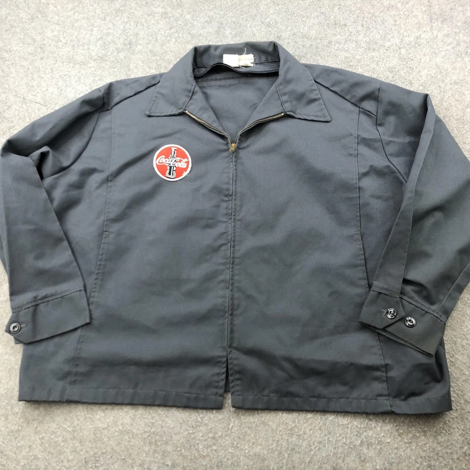 Vintage Coca-Cola Jacket Men 3XL 56 Long Gray Patch Workwear Uniform USA 80s - Image 2 of 4