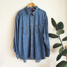 VTG Levis Mens Long Sleeve Denim Shirt XXL Western Workwear Country Classic Blue