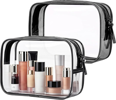 2 Pack Travel Toiletry Bag, TSA Approved Toiletry Bag Clear Makeup Cosmetic Bag 