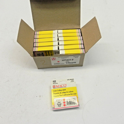 COLOR CODING LABELING DOTS RED CASE OF 12 BOXES 450 DOTS PER  1/4'' MR404-8