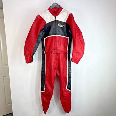 Seltene Vintage Biudici 2 Teiler Herren Leder Motorradkombi EU Größe Jacke 52 Trs 50