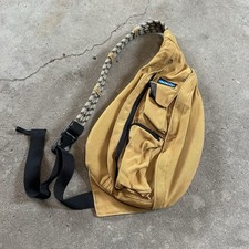 Kavu Rope Sling Bag Crossbody Shoulder Backpack Tan Canvas Hiking Outdoors