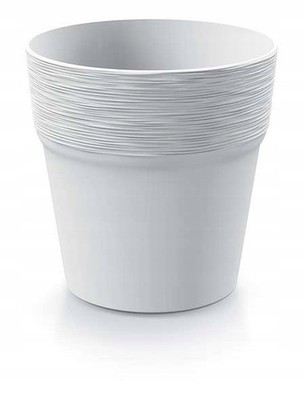 Runder Blumentopf aus Kunststoff 12 cm weiß Furu