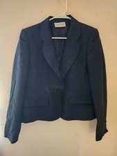 Evan Picone Womens Blazer Jacket Sz 12 Black Button Front